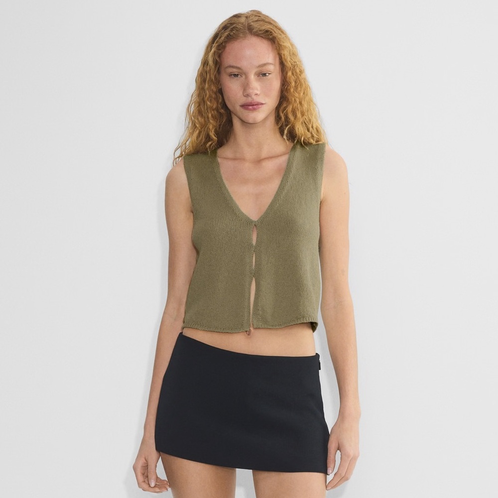 ARITZIA WILFRED Basque Sweater Vest in SAGE XXS NWOT